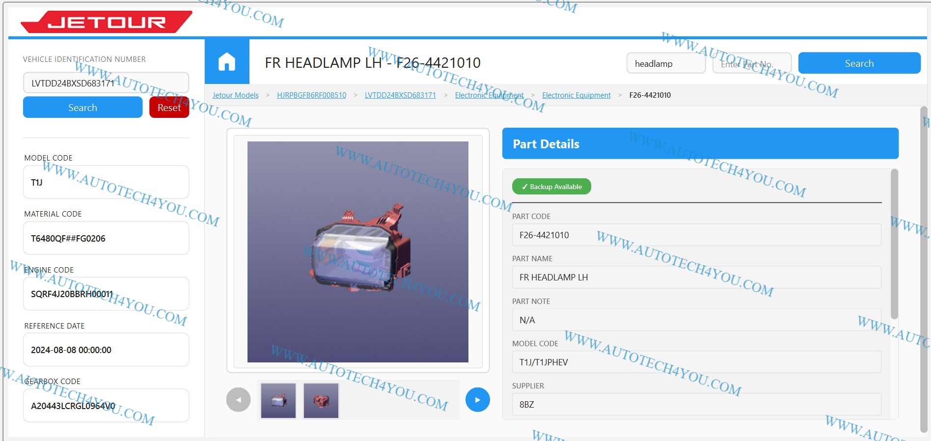 Jetour t2 headlamp online-ink